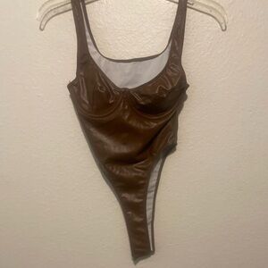 SHEIN Brown Bodysuit High-Cut One Piece